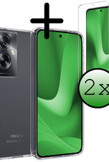 BASEY. Hoes Geschikt voor OPPO A79 Hoesje Siliconen Back Cover Case Met 2x Screenprotector - Hoesje Geschikt voor OPPO A79 Hoes Cover Hoesje - Transparant