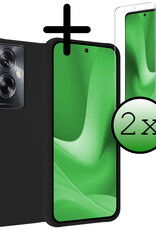 BASEY. Hoes Geschikt voor OPPO A79 Hoesje Siliconen Back Cover Case Met 2x Screenprotector - Hoesje Geschikt voor OPPO A79 Hoes Cover Hoesje - Zwart