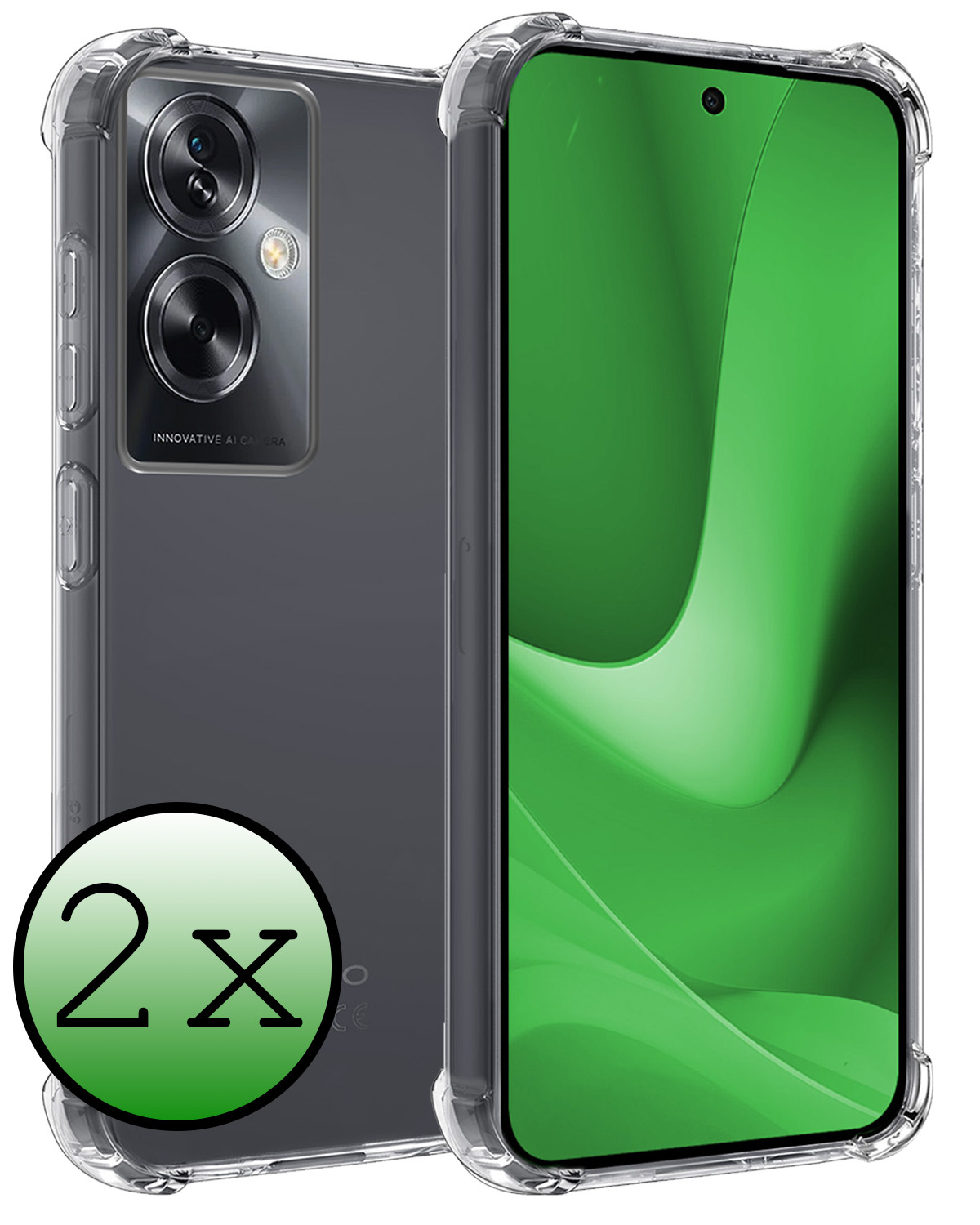 BASEY. Hoes Geschikt voor OPPO A79 Hoesje Shock Proof Case Hoes Siliconen - Hoesje Geschikt voor OPPO A79 Hoes Cover Shockproof - Transparant - 2 Stuks