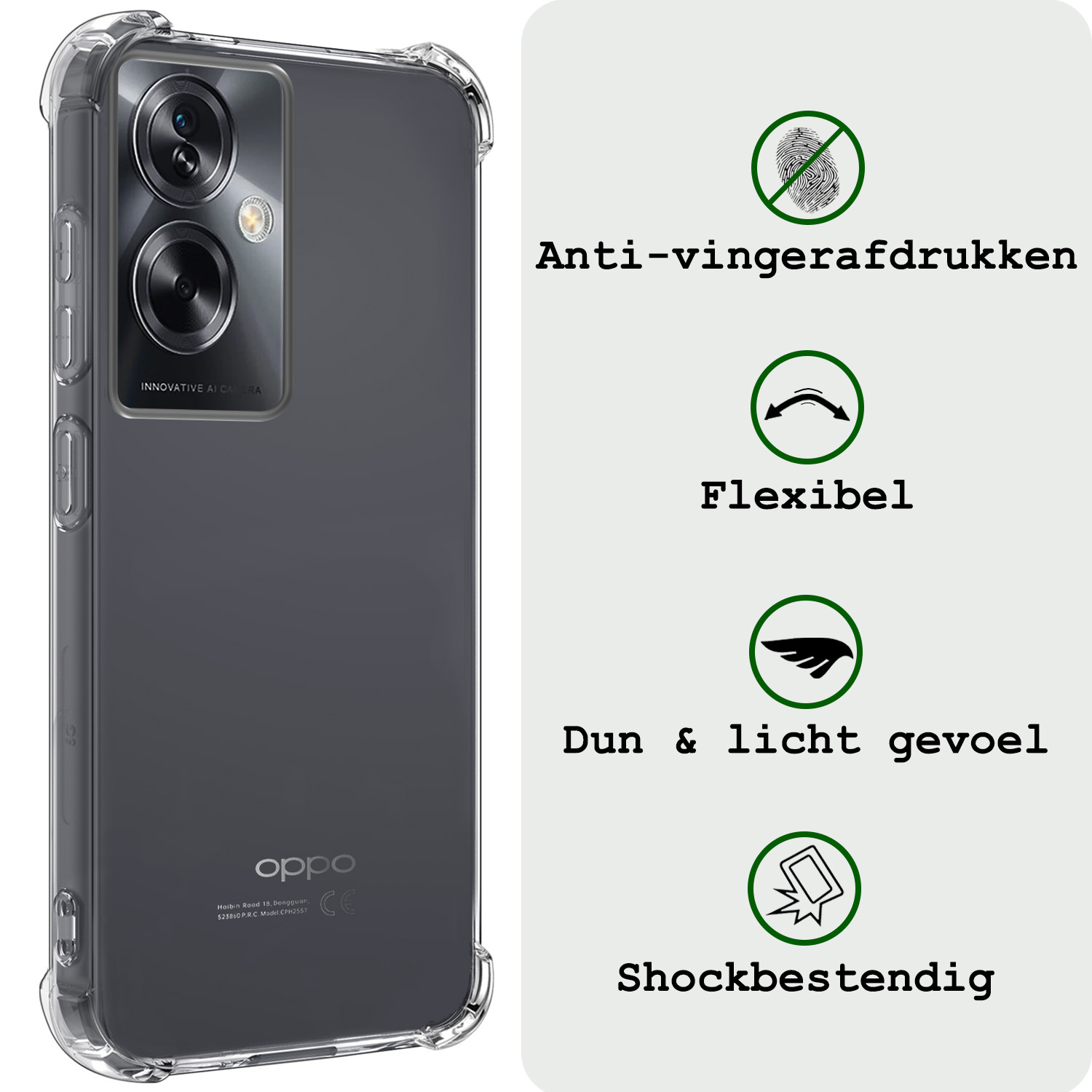 BASEY. Hoes Geschikt voor OPPO A79 Hoesje Shock Proof Case Hoes Siliconen - Hoesje Geschikt voor OPPO A79 Hoes Cover Shockproof - Transparant - 2 Stuks