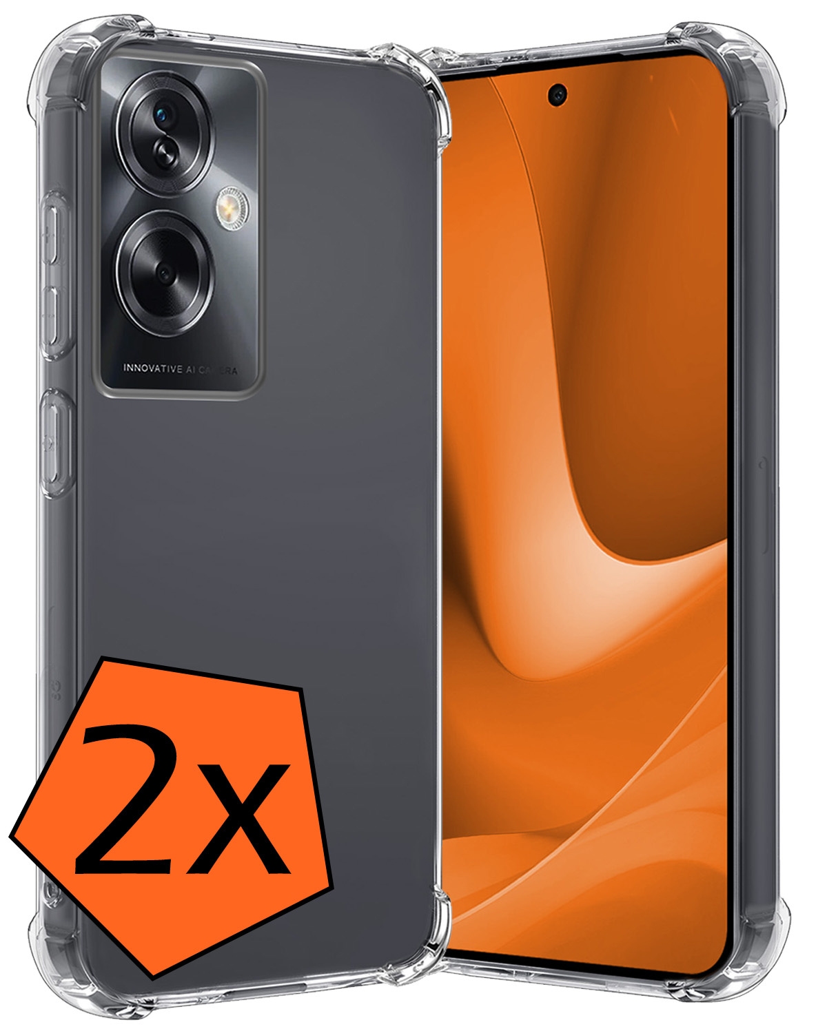 Nomfy Hoesje Geschikt voor OPPO A79 Hoesje Shock Proof Cover Case Shockproof - Hoes Geschikt voor OPPO A79 Hoes Siliconen Back Case - Transparant - 2 PACK