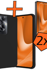 Nomfy Hoesje Geschikt voor OPPO A79 Hoesje Siliconen Cover Case Met 2x Screenprotector - Hoes Geschikt voor OPPO A79 Hoes Back Case - Zwart