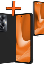 Nomfy Hoesje Geschikt voor OPPO A79 Hoesje Siliconen Cover Case Met Screenprotector - Hoes Geschikt voor OPPO A79 Hoes Back Case - Zwart