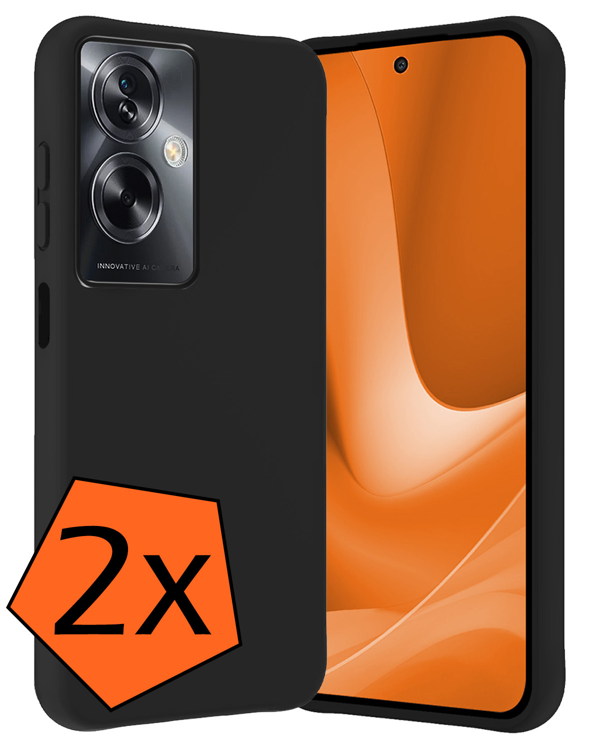 Nomfy Hoesje Geschikt voor OPPO A79 Hoesje Siliconen Cover Case - Hoes Geschikt voor OPPO A79 Hoes Back Case - 2-PACK - Zwart