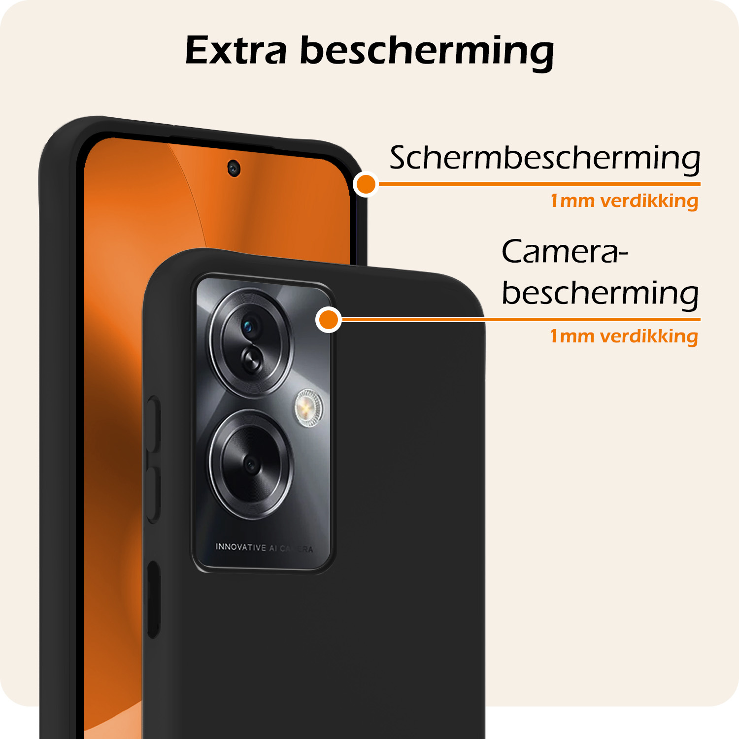 Nomfy Hoesje Geschikt voor OPPO A79 Hoesje Siliconen Cover Case - Hoes Geschikt voor OPPO A79 Hoes Back Case - 2-PACK - Zwart