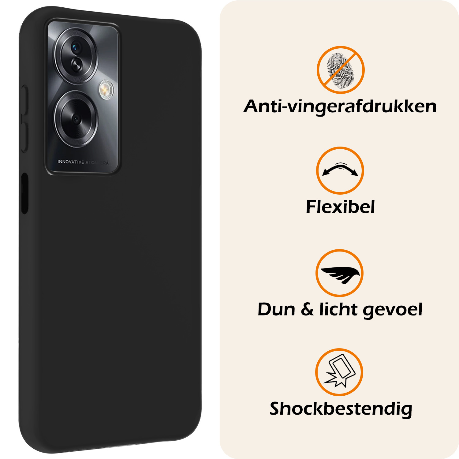 Nomfy Hoesje Geschikt voor OPPO A79 Hoesje Siliconen Cover Case - Hoes Geschikt voor OPPO A79 Hoes Back Case - Zwart