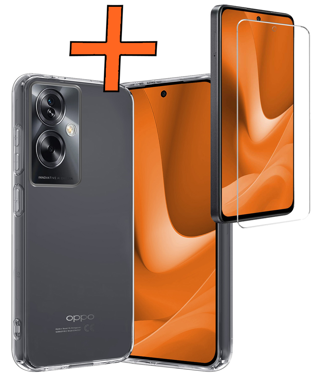 Nomfy Hoesje Geschikt voor OPPO A79 Hoesje Siliconen Cover Case Met Screenprotector - Hoes Geschikt voor OPPO A79 Hoes Back Case - Transparant