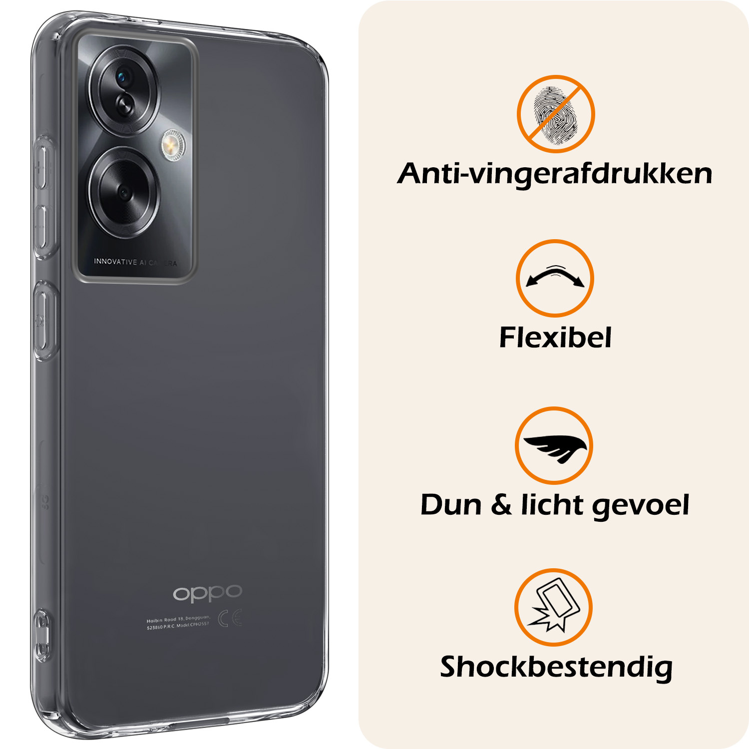 Nomfy Hoesje Geschikt voor OPPO A79 Hoesje Siliconen Cover Case - Hoes Geschikt voor OPPO A79 Hoes Back Case - Transparant
