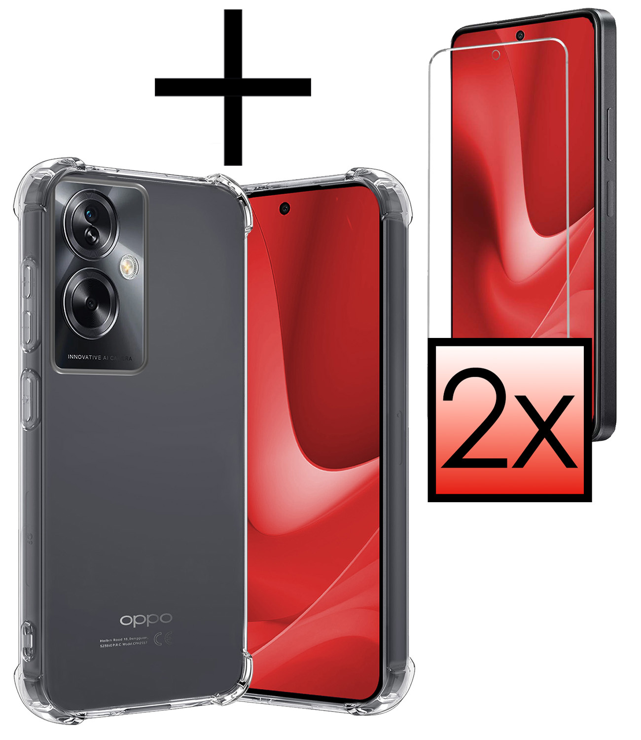 NoXx Hoes Geschikt voor OPPO A79 Hoesje Siliconen Cover Shock Proof Back Case Shockproof Hoes Met 2x Screenprotector - Transparant