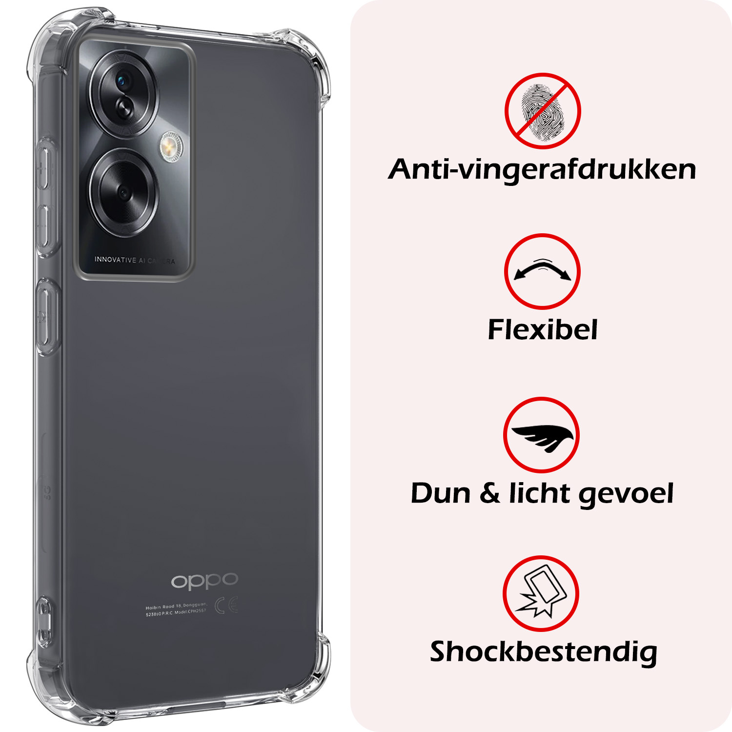 NoXx Hoes Geschikt voor OPPO A79 Hoesje Siliconen Cover Shock Proof Back Case Shockproof Hoes Met 2x Screenprotector - Transparant