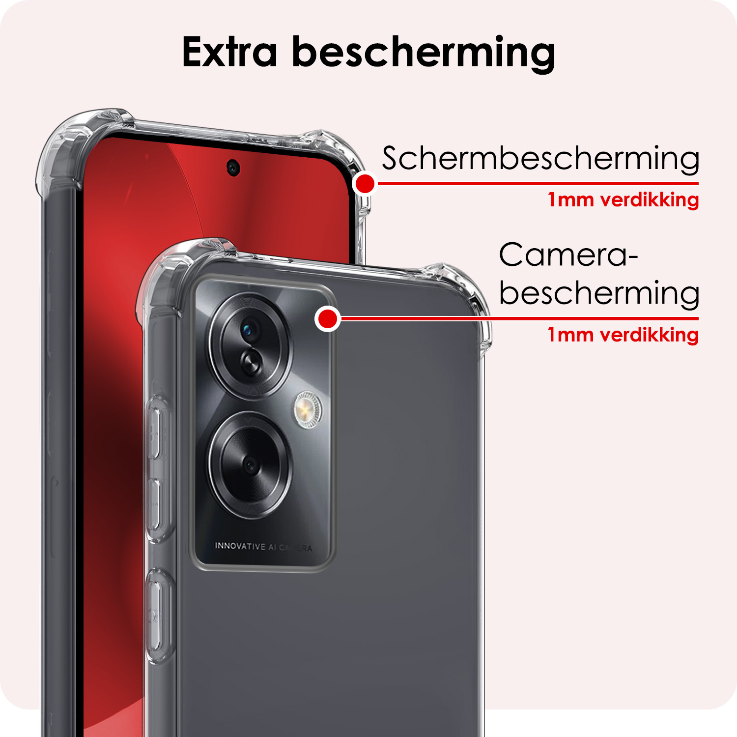 NoXx Hoes Geschikt voor OPPO A79 Hoesje Siliconen Cover Shock Proof Back Case Shockproof Hoes Met 2x Screenprotector - Transparant