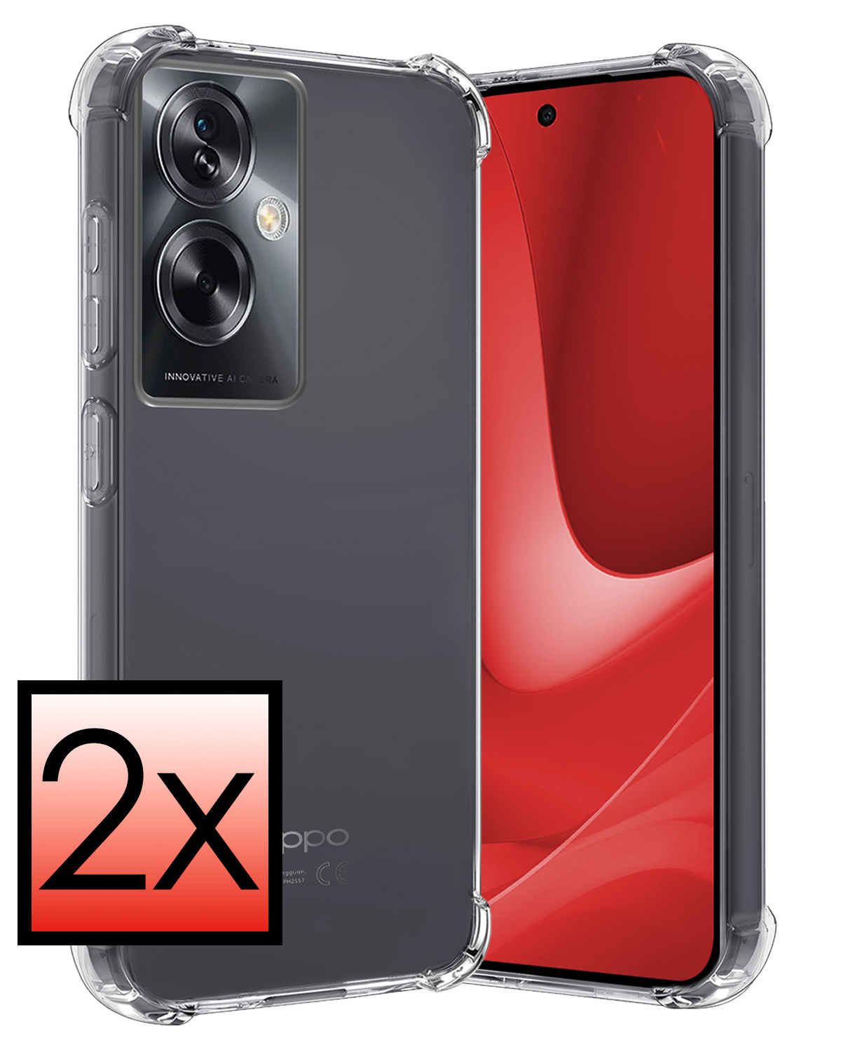 NoXx Hoes Geschikt voor OPPO A79 Hoesje Siliconen Cover Shock Proof Back Case Shockproof Hoes - Transparant - 2x