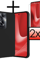 NoXx Hoes Geschikt voor OPPO A79 Hoesje Cover Siliconen Back Case Hoes Met 2x Screenprotector - Zwart