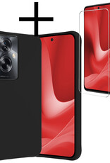 NoXx Hoes Geschikt voor OPPO A79 Hoesje Cover Siliconen Back Case Hoes Met Screenprotector - Zwart