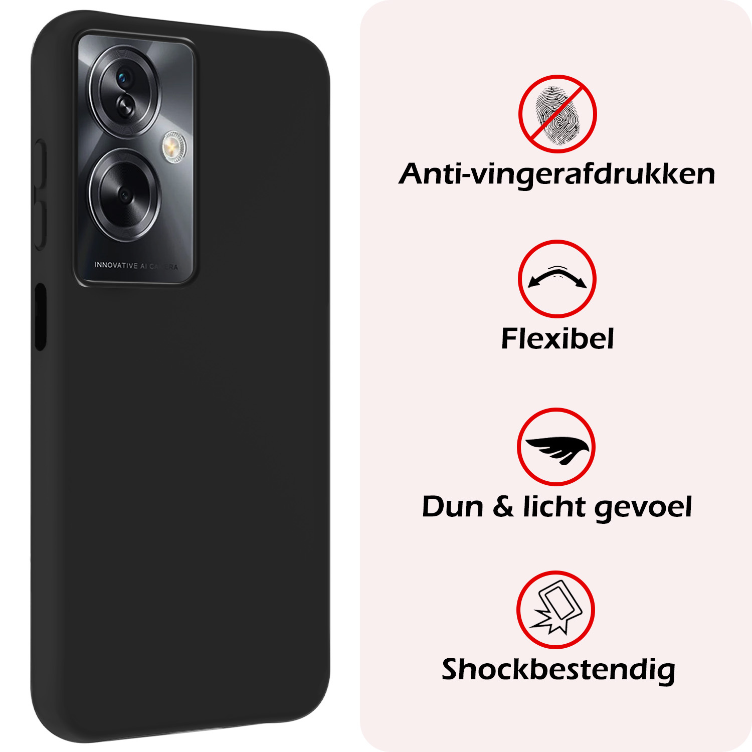NoXx Hoes Geschikt voor OPPO A79 Hoesje Cover Siliconen Back Case Hoes Met Screenprotector - Zwart