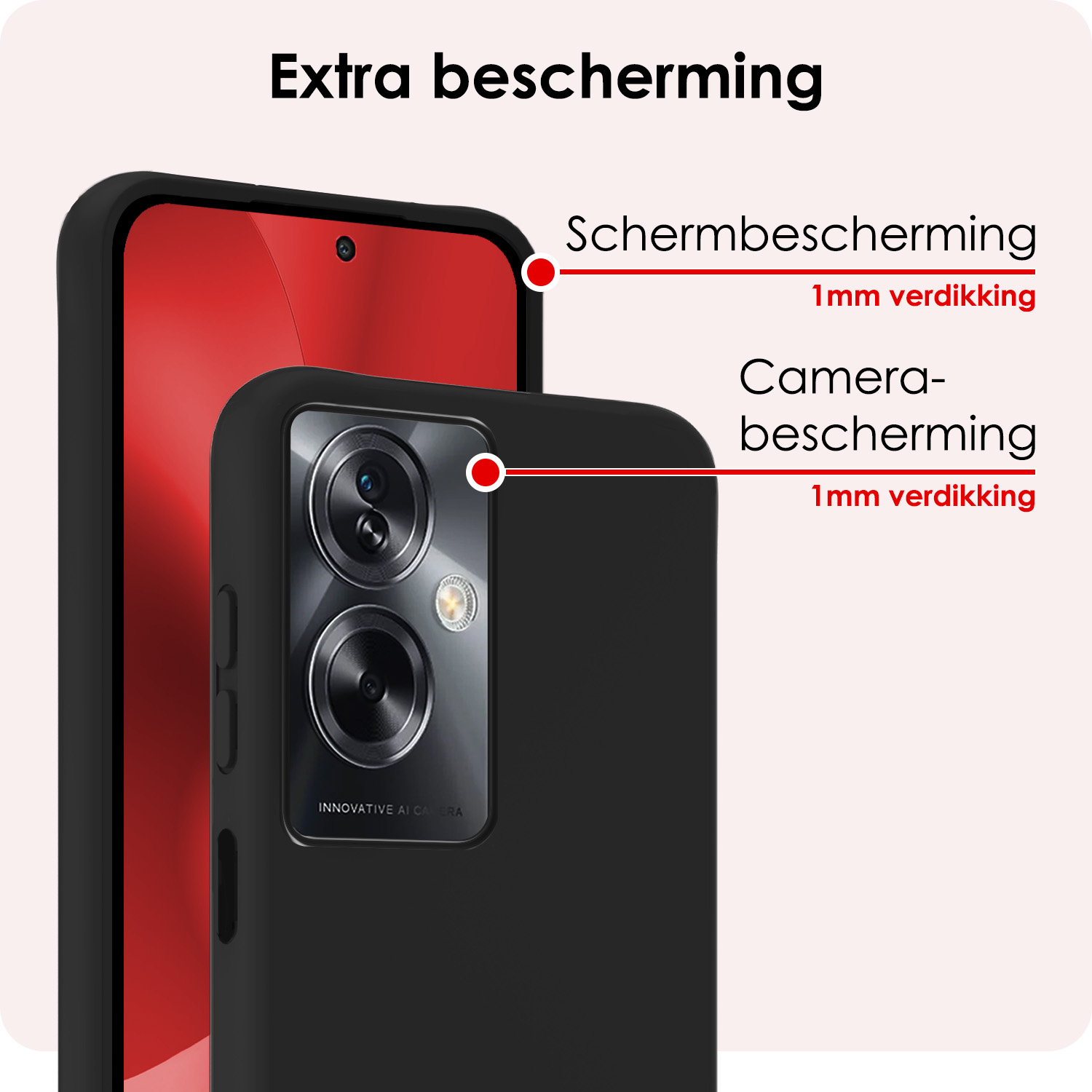 NoXx Hoes Geschikt voor OPPO A79 Hoesje Cover Siliconen Back Case Hoes Met Screenprotector - Zwart