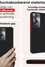 NoXx Hoes Geschikt voor OPPO A79 Hoesje Cover Siliconen Back Case Hoes Met Screenprotector - Zwart