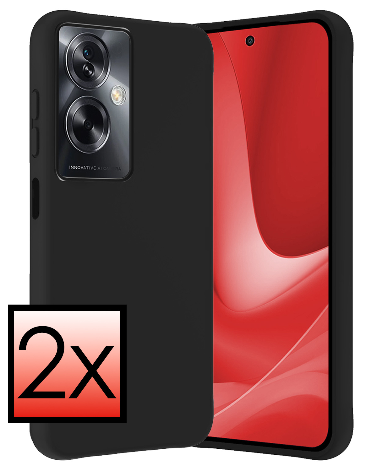 NoXx Hoes Geschikt voor OPPO A79 Hoesje Cover Siliconen Back Case Hoes - Zwart - 2x