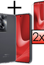 NoXx Hoes Geschikt voor OPPO A79 Hoesje Cover Siliconen Back Case Hoes Met 2x Screenprotector - Transparant