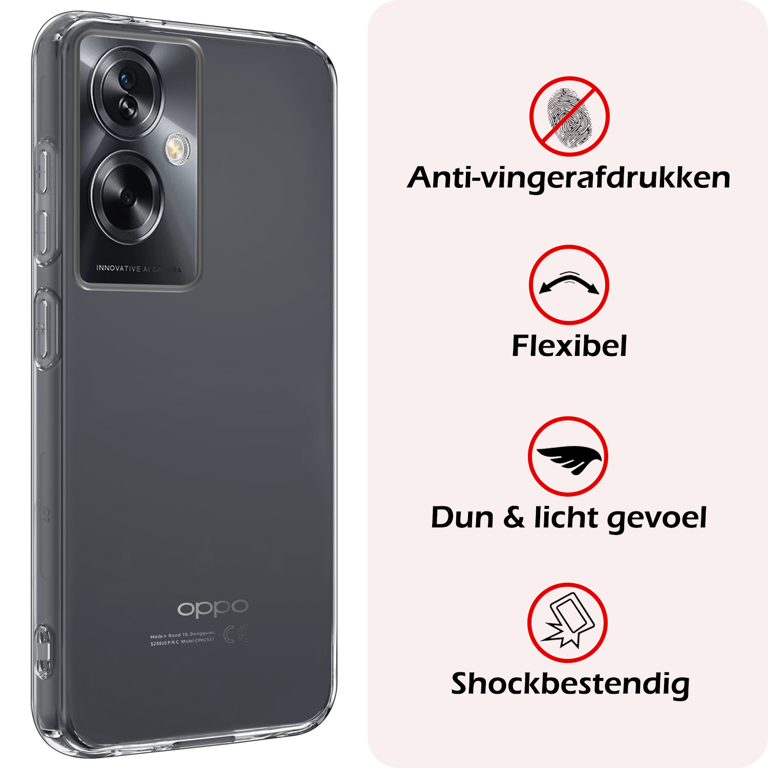 NoXx Hoes Geschikt voor OPPO A79 Hoesje Cover Siliconen Back Case Hoes Met 2x Screenprotector - Transparant