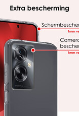 NoXx Hoes Geschikt voor OPPO A79 Hoesje Cover Siliconen Back Case Hoes Met 2x Screenprotector - Transparant
