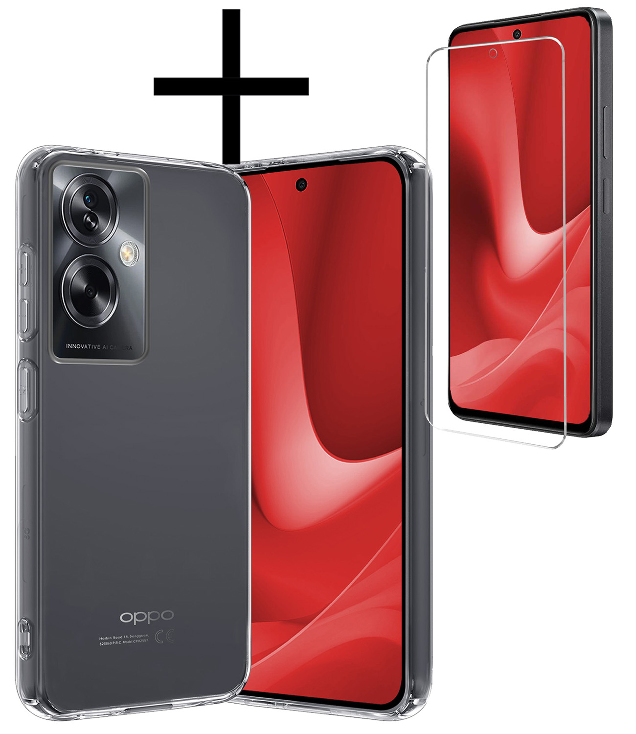 NoXx Hoes Geschikt voor OPPO A79 Hoesje Cover Siliconen Back Case Hoes Met Screenprotector - Transparant