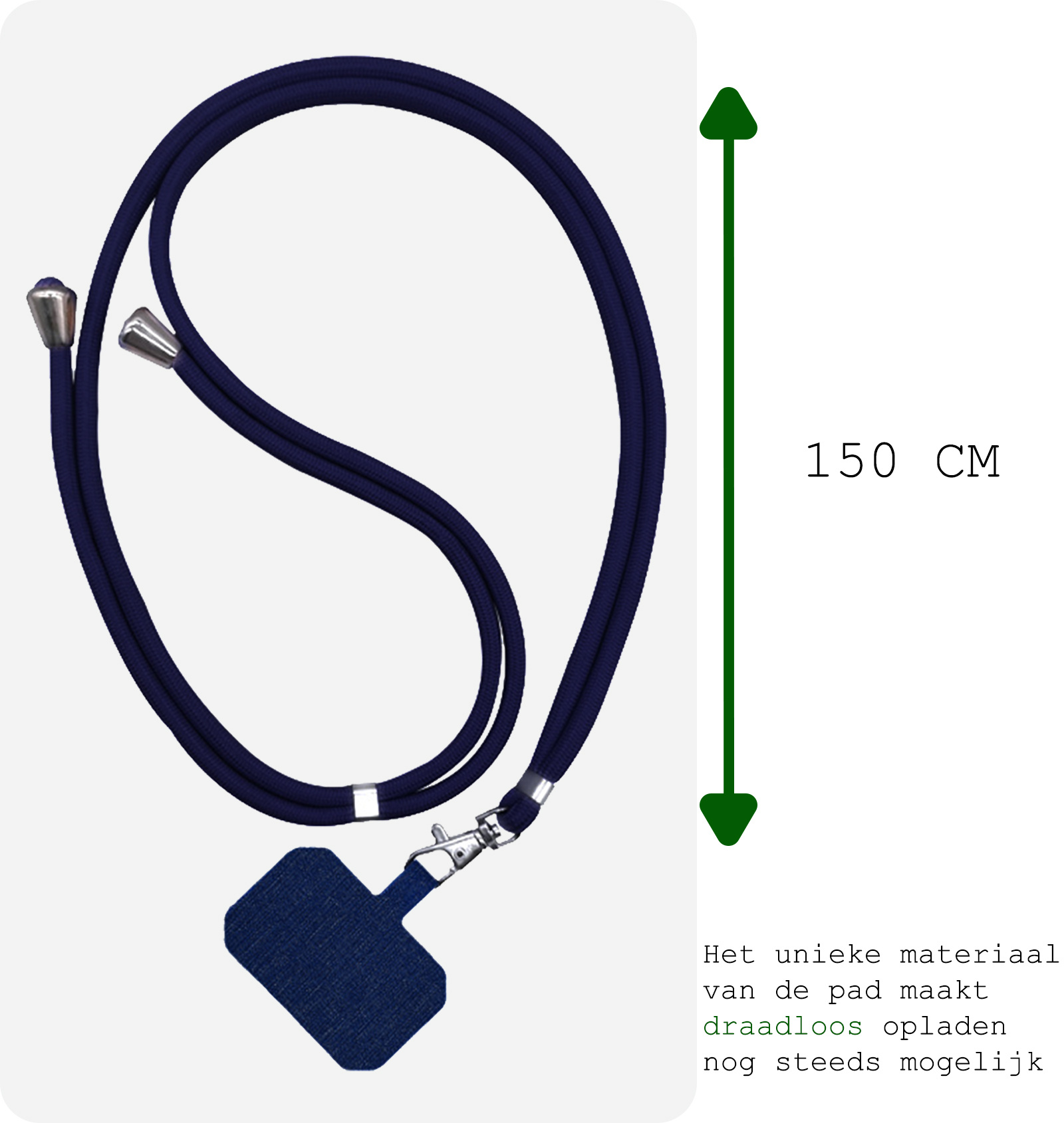 BASEY. Telefoonkoorden Universeel Telefoonkoord Verstelbaar Telefoon Koord - Universeel Telefoonkoord 150 cm - Donkerblauw