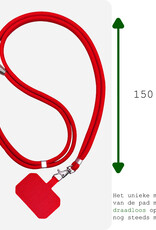 BASEY. Telefoonkoorden Universeel Telefoonkoord Verstelbaar Telefoon Koord - Universeel Telefoonkoord 150 cm - Rood