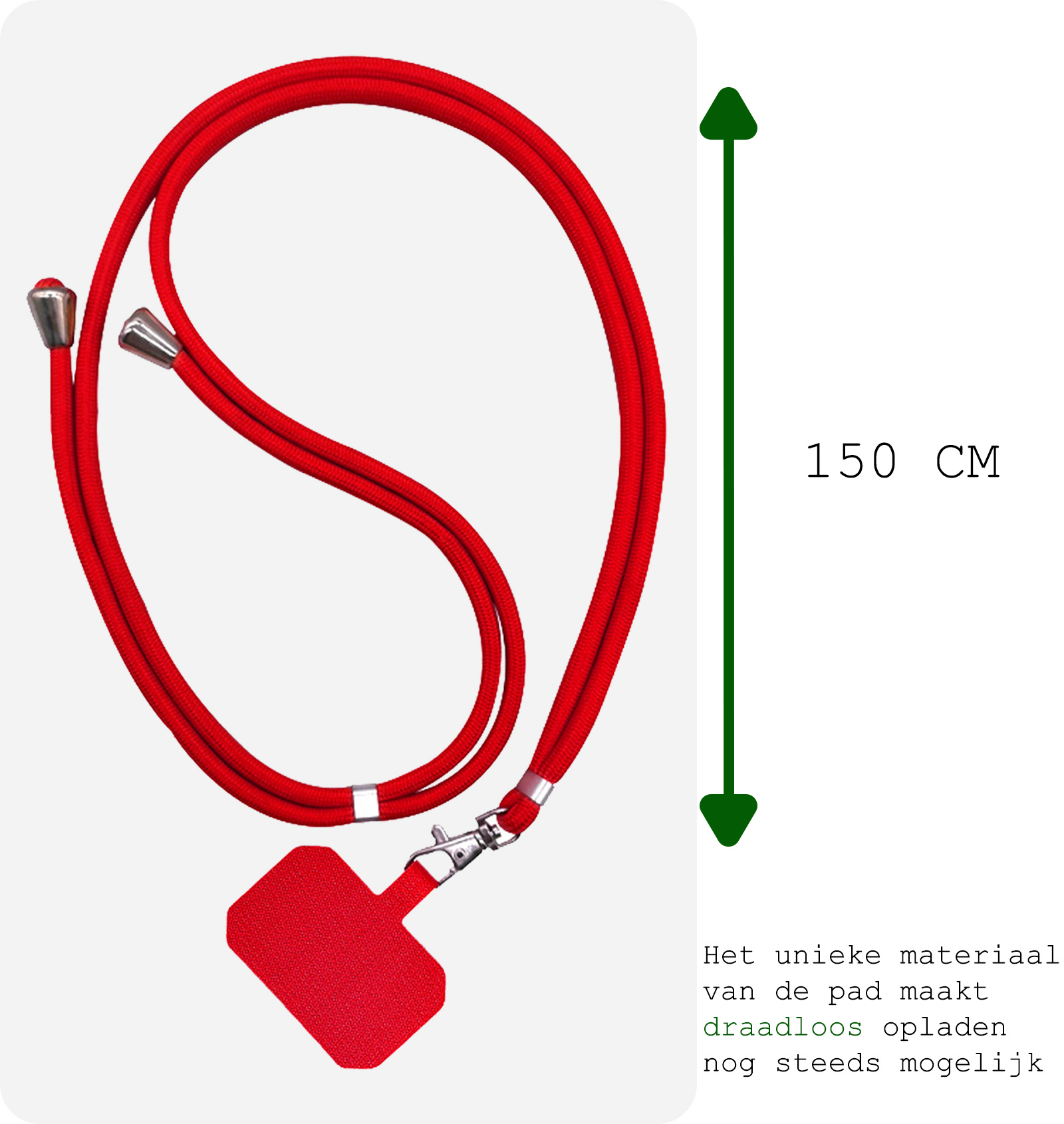 BASEY. Telefoonkoorden Universeel Telefoonkoord Verstelbaar Telefoon Koord - Universeel Telefoonkoord 150 cm - Rood