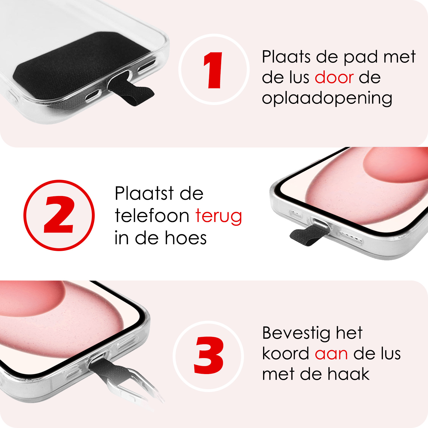 NoXx Telefoon Koord Universeel Telefoonkoord Verstelbaar - Telefoonkoorden Universeel Verstelbaar - Donkerblauw