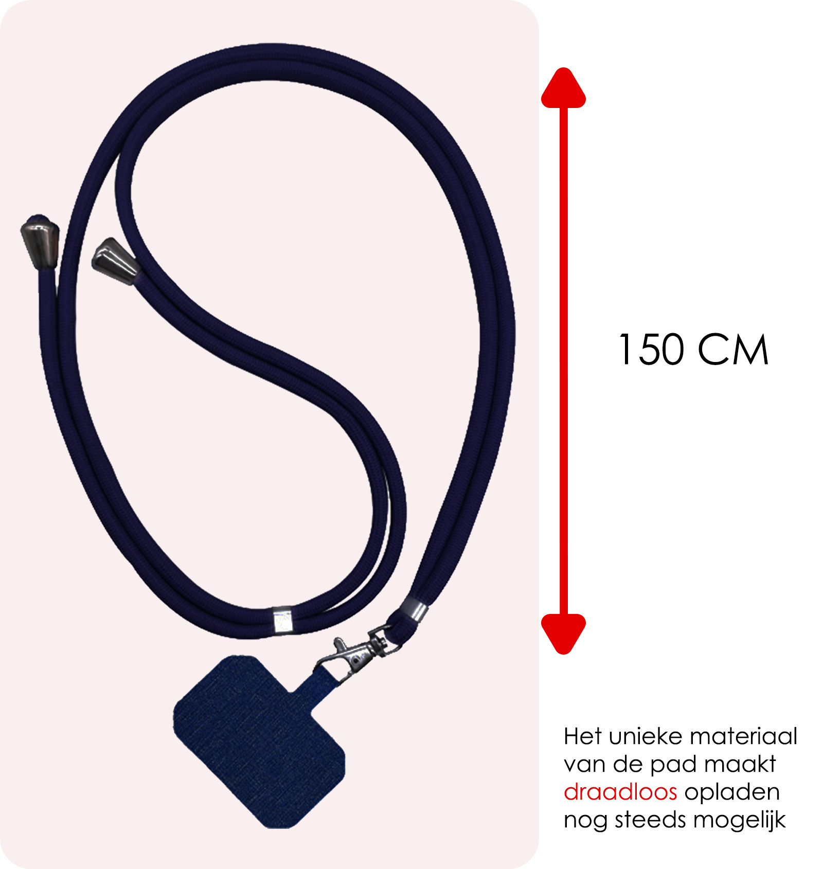 NoXx Telefoon Koord Universeel Telefoonkoord Verstelbaar - Telefoonkoorden Universeel Verstelbaar - Donkerblauw