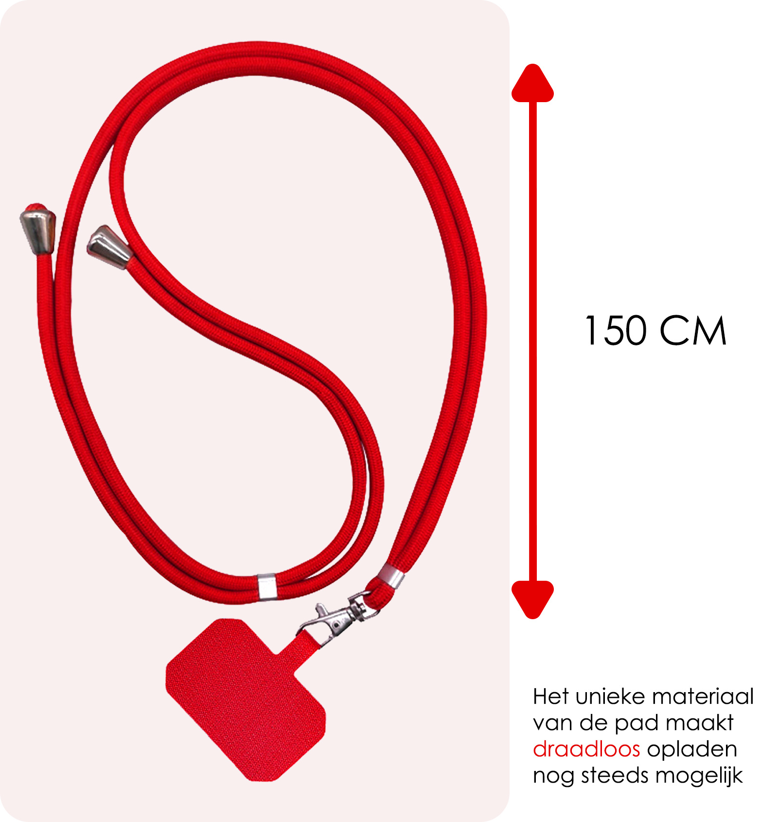 NoXx Telefoon Koord Universeel Telefoonkoord Verstelbaar - Telefoonkoorden Universeel Verstelbaar - Rood