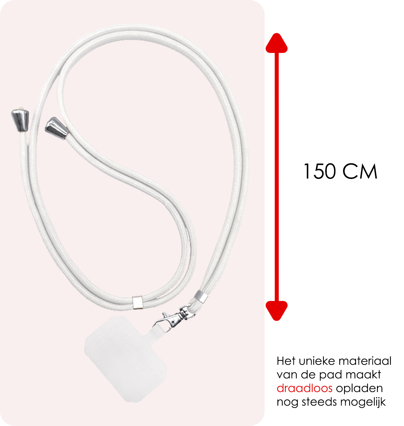 NoXx Telefoon Koord Universeel Telefoonkoord Verstelbaar - Telefoonkoorden Universeel Verstelbaar - Wit