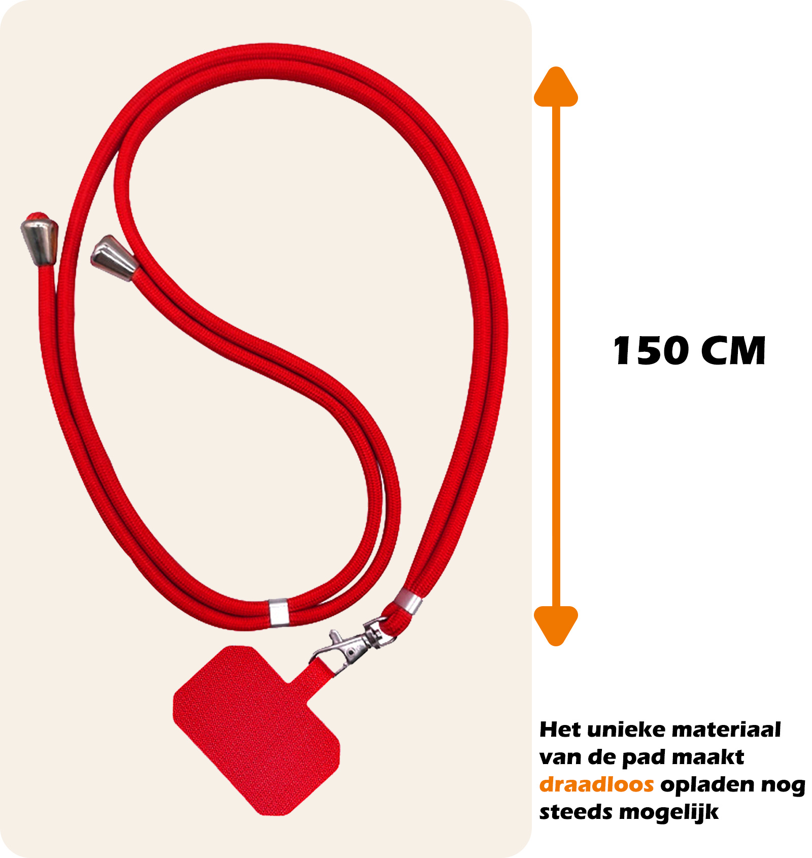 Nomfy Universeel Telefoonkoord Telefoonkoorden Verstelbaar - Universeel Telefoon Koord Polyester Telefoonkoord - Rood