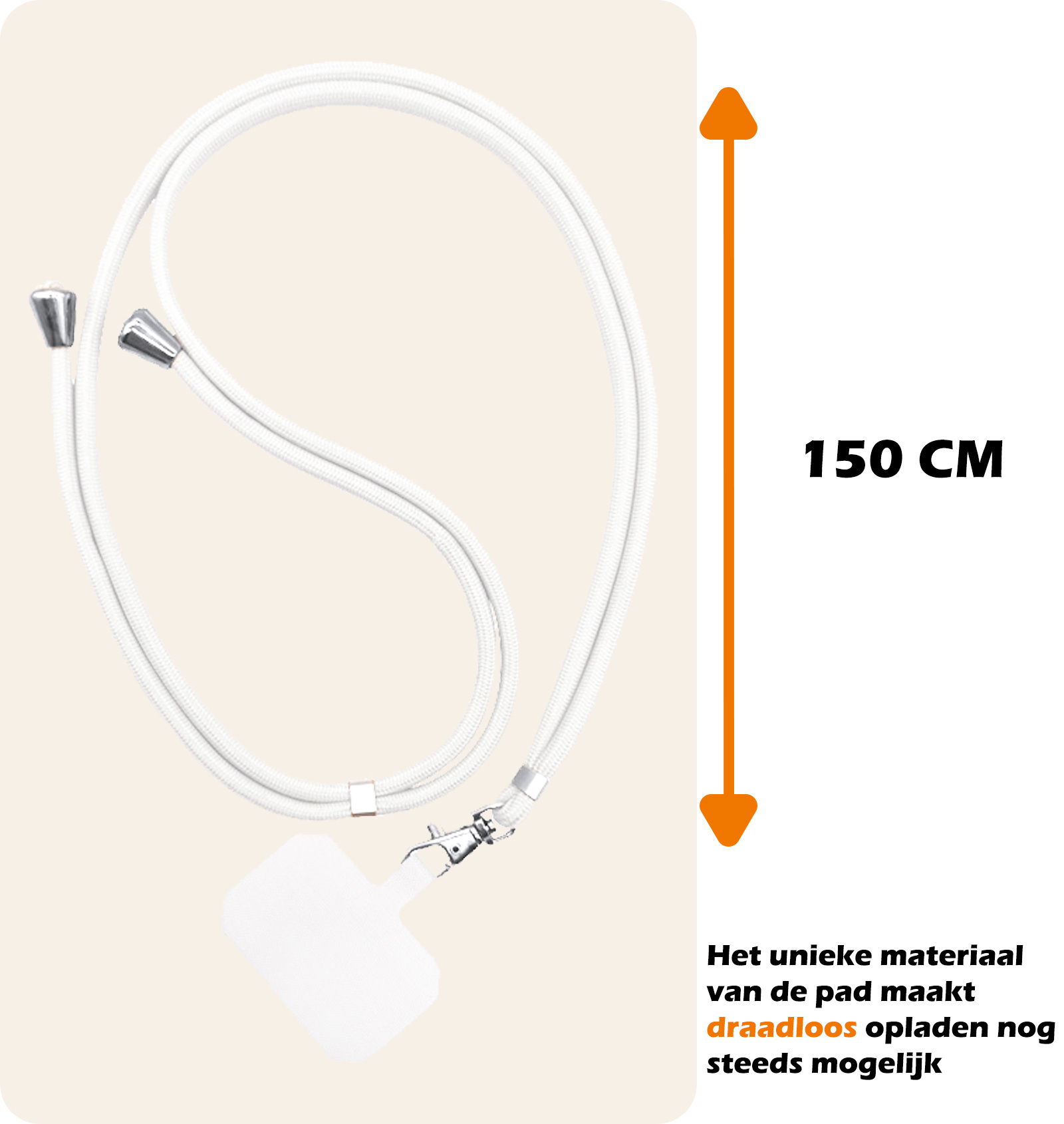 Nomfy Universeel Telefoonkoord Telefoonkoorden Verstelbaar - Universeel Telefoon Koord Polyester Telefoonkoord - Wit
