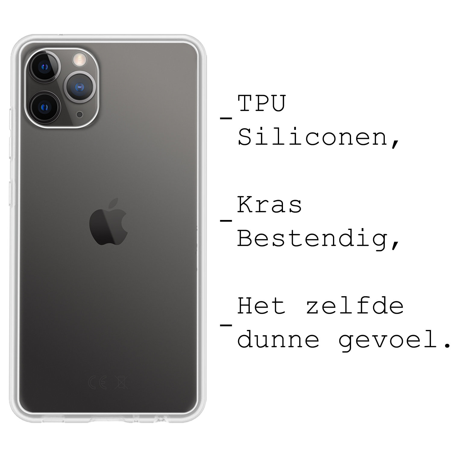 BASEY. Hoes Geschikt voor iPhone 11 Pro Max Hoesje Siliconen Back Cover Case - Hoesje Geschikt voor iPhone 11 Pro Max Hoes Cover Hoesje - Transparant - 2 Stuks