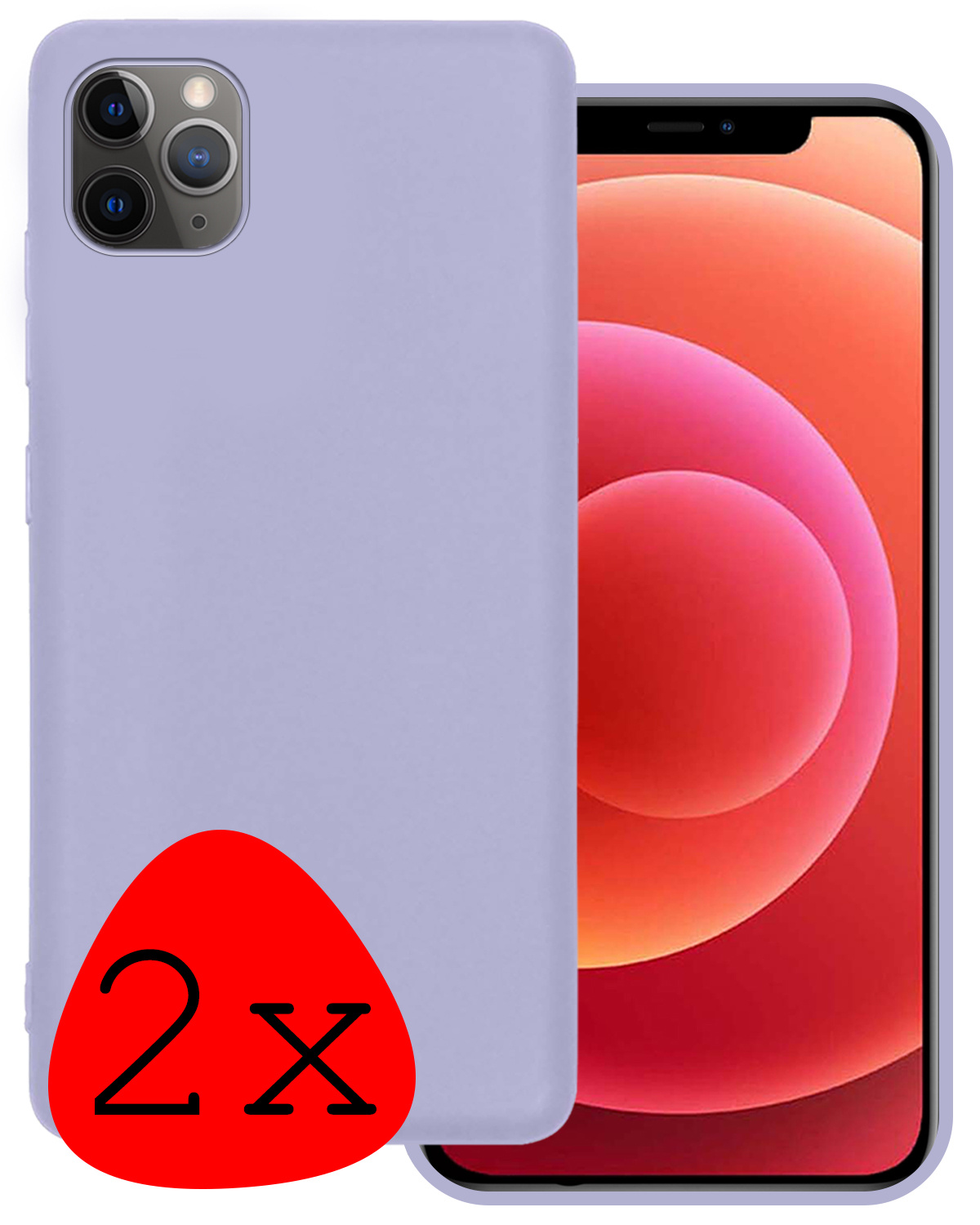 BASEY. Hoes Geschikt voor iPhone 11 Pro Max Hoesje Siliconen Back Cover Case - Hoesje Geschikt voor iPhone 11 Pro Max Hoes Cover Hoesje - Lila - 2 Stuks