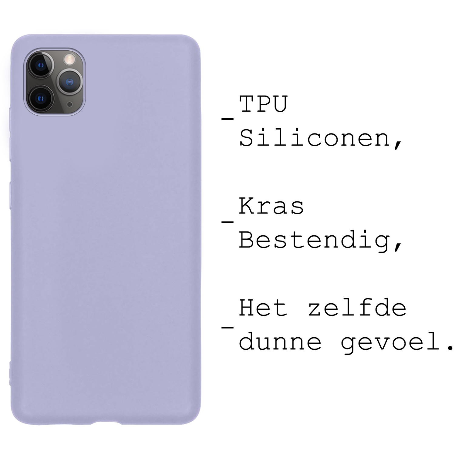 BASEY. Hoes Geschikt voor iPhone 11 Pro Max Hoesje Siliconen Back Cover Case - Hoesje Geschikt voor iPhone 11 Pro Max Hoes Cover Hoesje - Lila - 2 Stuks