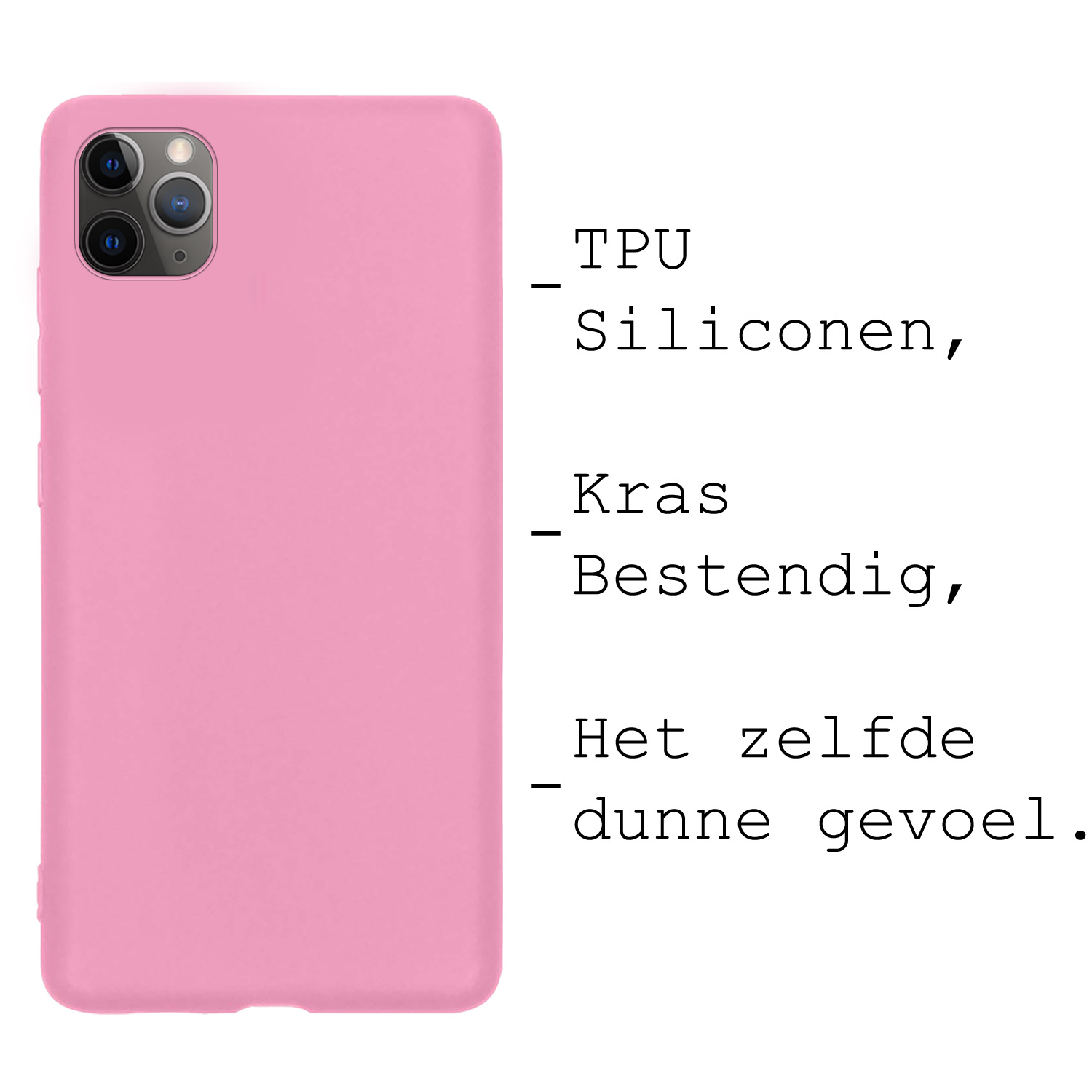 BASEY. Hoes Geschikt voor iPhone 11 Pro Max Hoesje Siliconen Back Cover Case - Hoesje Geschikt voor iPhone 11 Pro Max Hoes Cover Hoesje - Lichtroze - 2 Stuks