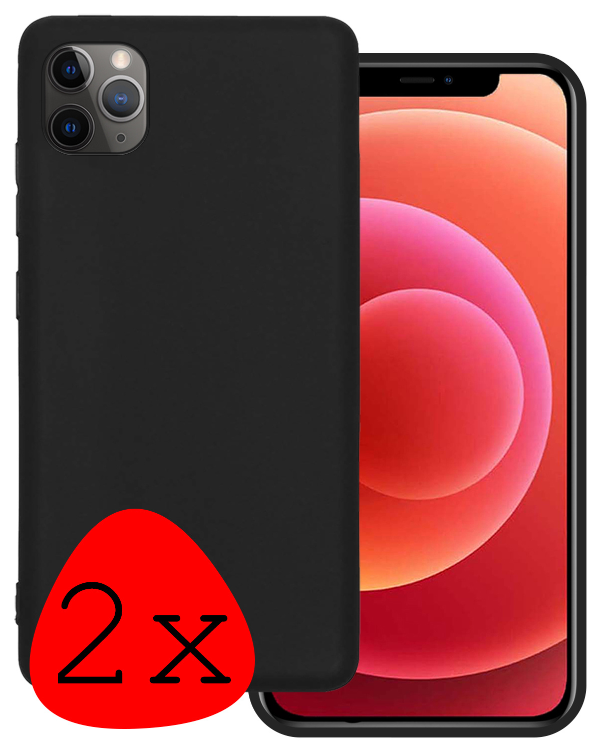 BASEY. Hoes Geschikt voor iPhone 11 Pro Hoesje Siliconen Back Cover Case - Hoesje Geschikt voor iPhone 11 Pro Hoes Cover Hoesje - Zwart - 2 Stuks