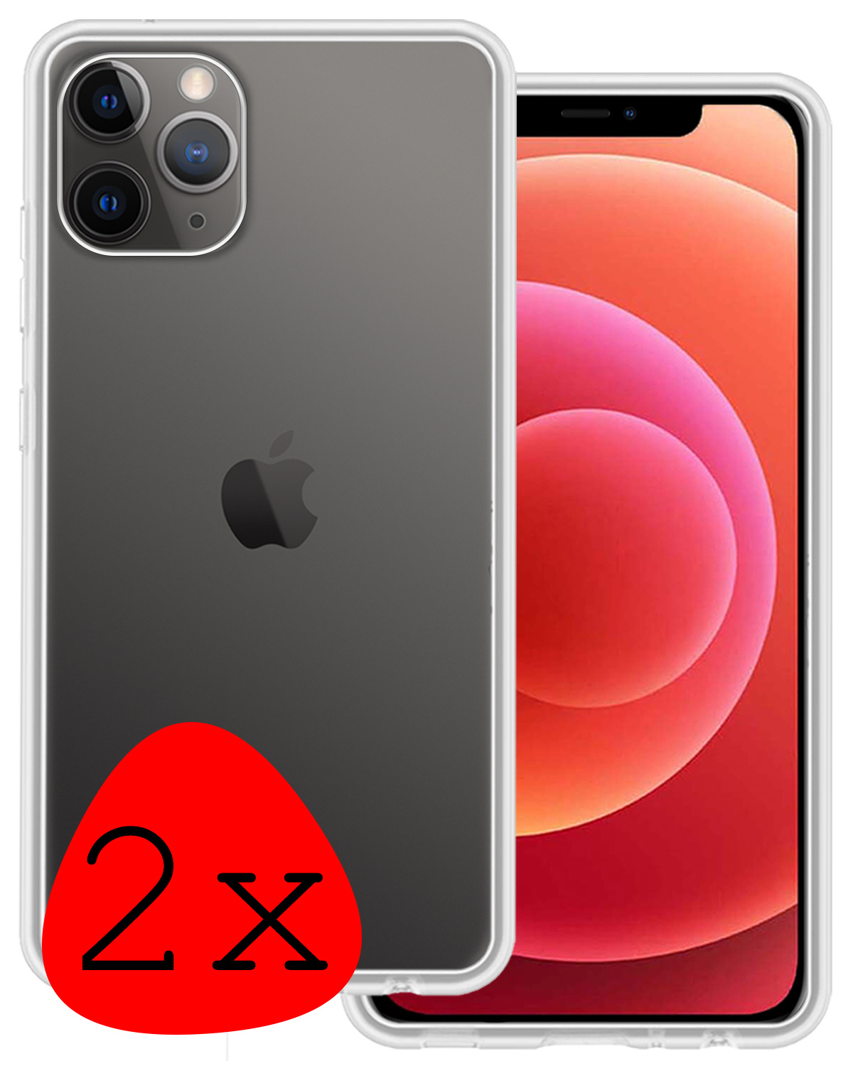 BASEY. Hoes Geschikt voor iPhone 11 Pro Hoesje Siliconen Back Cover Case - Hoesje Geschikt voor iPhone 11 Pro Hoes Cover Hoesje - Transparant - 2 Stuks