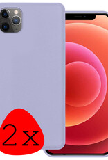 BASEY. Hoes Geschikt voor iPhone 11 Pro Hoesje Siliconen Back Cover Case - Hoesje Geschikt voor iPhone 11 Pro Hoes Cover Hoesje - Lila - 2 Stuks