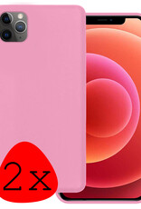 BASEY. Hoes Geschikt voor iPhone 11 Pro Hoesje Siliconen Back Cover Case - Hoesje Geschikt voor iPhone 11 Pro Hoes Cover Hoesje - Lichtroze - 2 Stuks
