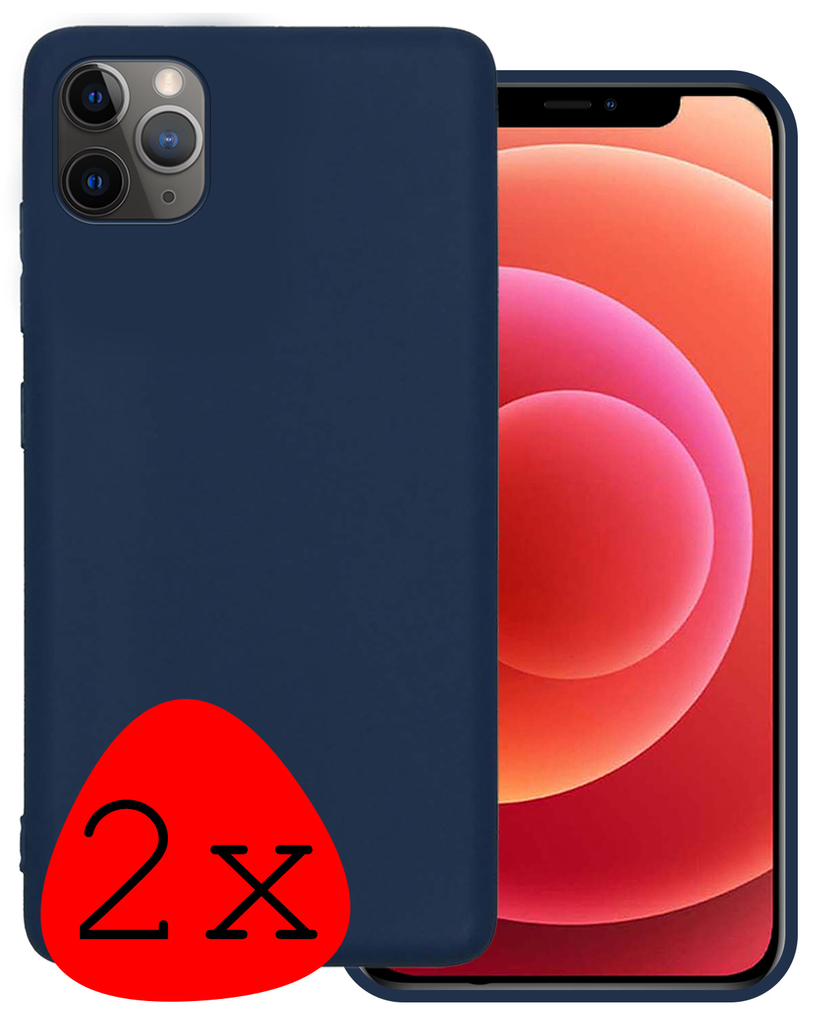 BASEY. Hoes Geschikt voor iPhone 11 Pro Hoesje Siliconen Back Cover Case - Hoesje Geschikt voor iPhone 11 Pro Hoes Cover Hoesje - Donkerblauw - 2 Stuks