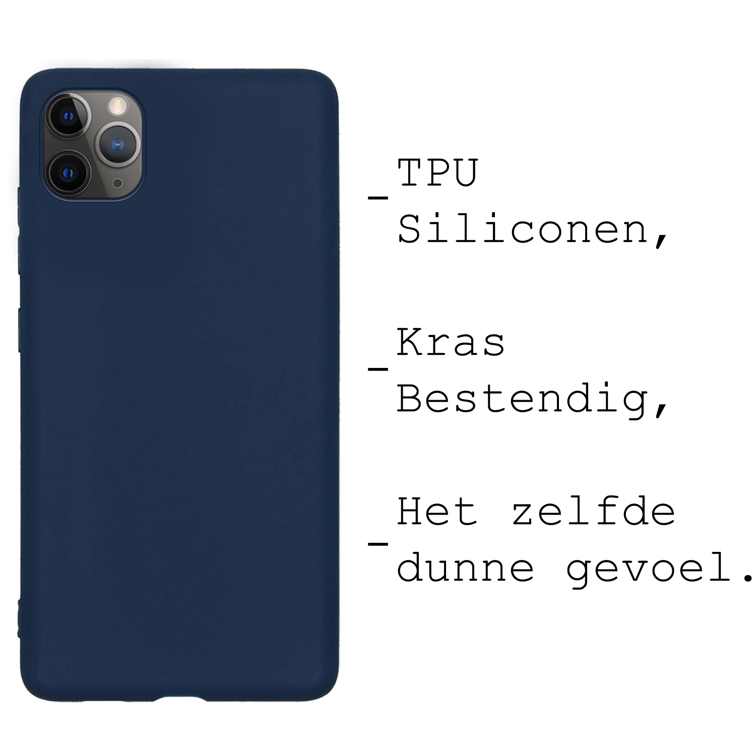 BASEY. Hoes Geschikt voor iPhone 11 Pro Hoesje Siliconen Back Cover Case - Hoesje Geschikt voor iPhone 11 Pro Hoes Cover Hoesje - Donkerblauw - 2 Stuks