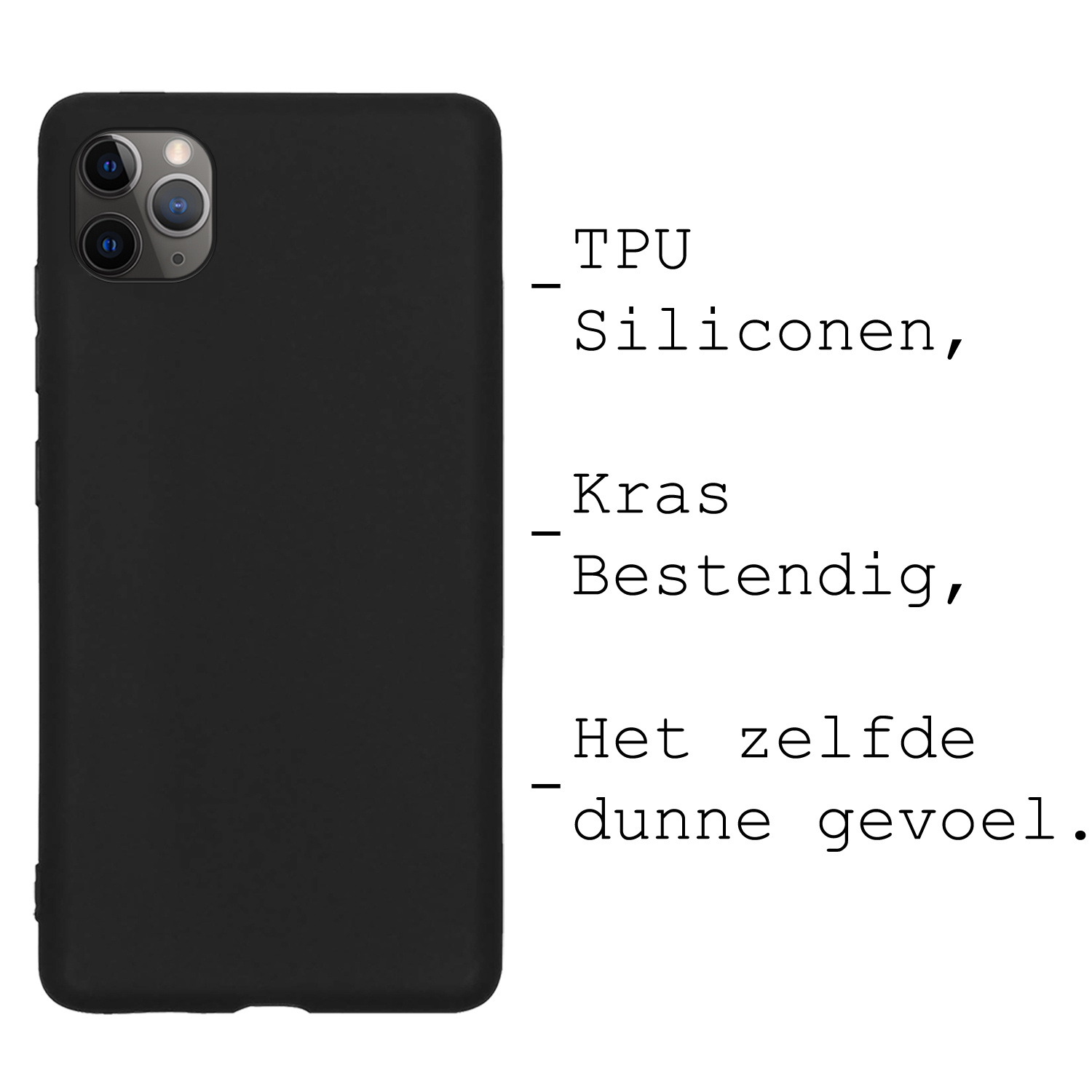 BASEY. Hoes Geschikt voor iPhone 11 Pro Hoesje Siliconen Back Cover Case - Hoesje Geschikt voor iPhone 11 Pro Hoes Cover Hoesje - Zwart