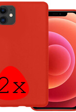 BASEY. Hoes Geschikt voor iPhone 11 Hoesje Siliconen Back Cover Case - Hoesje Geschikt voor iPhone 11 Hoes Cover Hoesje - Rood - 2 Stuks