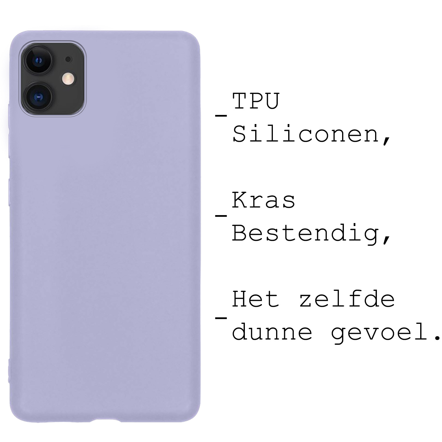 BASEY. Hoes Geschikt voor iPhone 11 Hoesje Siliconen Back Cover Case - Hoesje Geschikt voor iPhone 11 Hoes Cover Hoesje - Lila - 2 Stuks