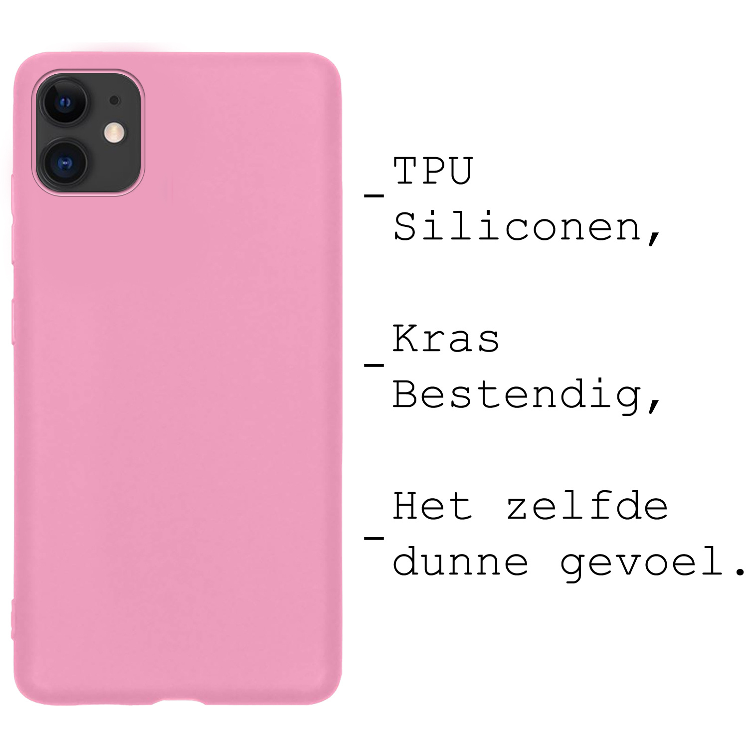 BASEY. Hoes Geschikt voor iPhone 11 Hoesje Siliconen Back Cover Case - Hoesje Geschikt voor iPhone 11 Hoes Cover Hoesje - Lichtroze - 2 Stuks
