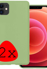 BASEY. Hoes Geschikt voor iPhone 11 Hoesje Siliconen Back Cover Case - Hoesje Geschikt voor iPhone 11 Hoes Cover Hoesje - Groen - 2 Stuks
